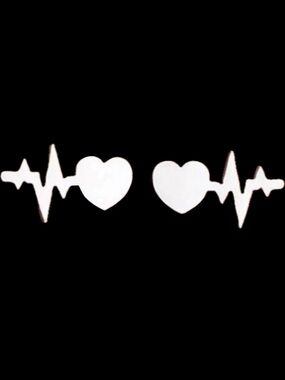 EKG ECG Electrocardio Heartbeat Heart Sinus Rhythm Med Doctor Nurse Silver Studs